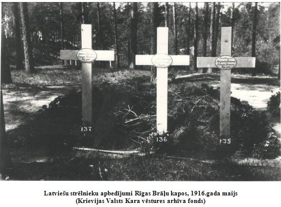 Latviesu strelnieku apbedijumi Rigas Bralu kapos, 1916