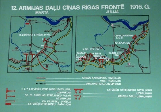 Карта боёв частей 12 армии на рижском фронте, март/июль 1916г.